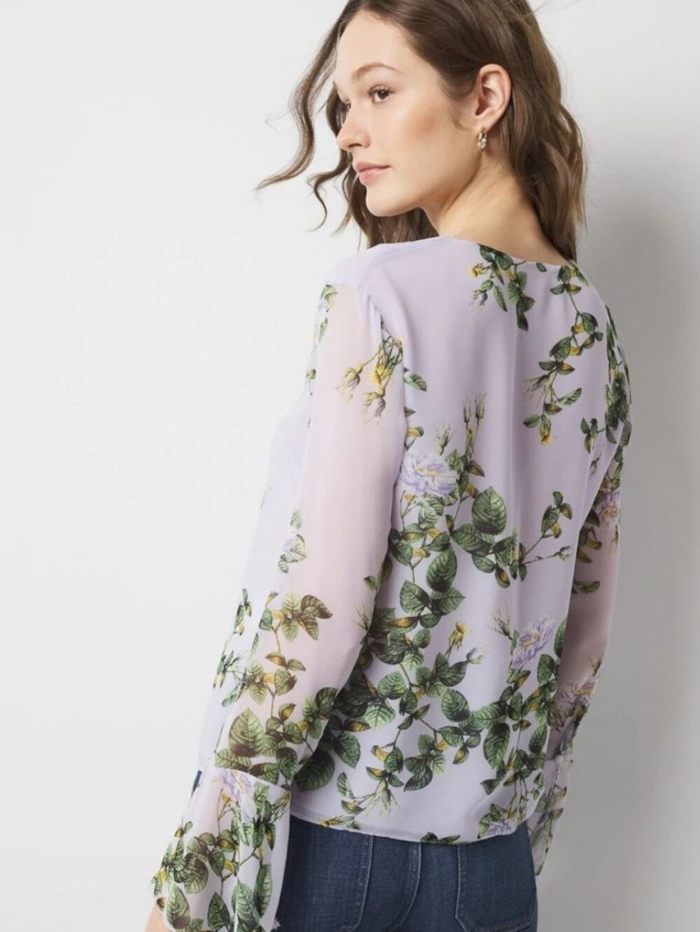 White House Black Market Floral Ruffle Blouse - Picture 2 of 11